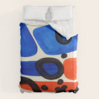 Blue Orange Fun Colorful Mid Century Modern Abstract Painting Shapes Pattern Duvet Cover Gallery Image 6
