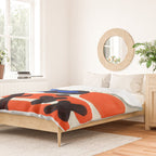 Blue Orange Fun Colorful Mid Century Modern Abstract Painting Shapes Pattern Duvet Cover Gallery Image 2