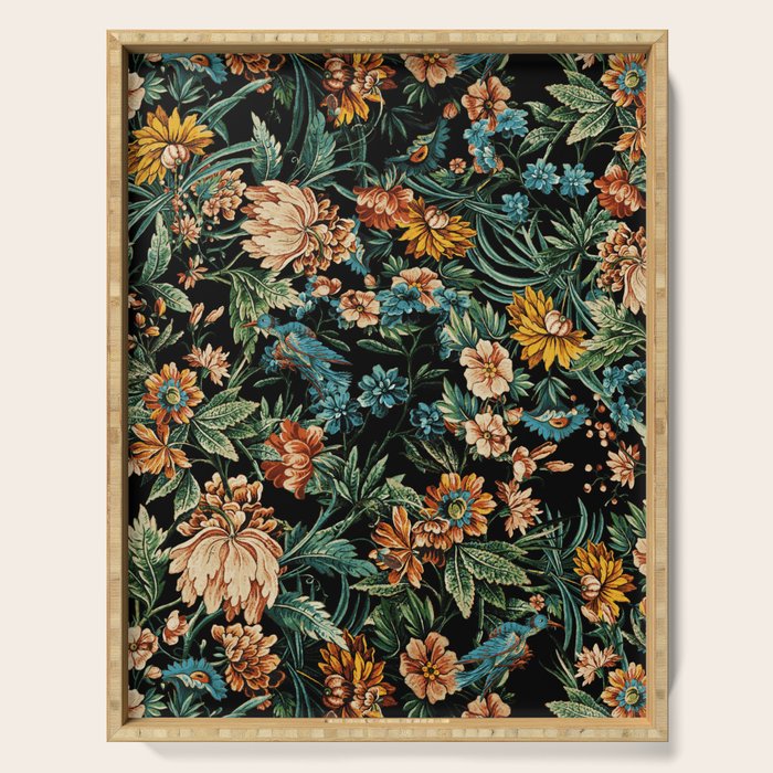 Floral and Birds Pattern Serving Tray Gallery Image 1