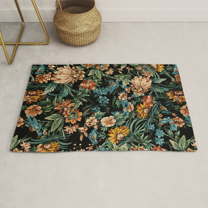 Floral and Birds Pattern Rug Gallery Image 1