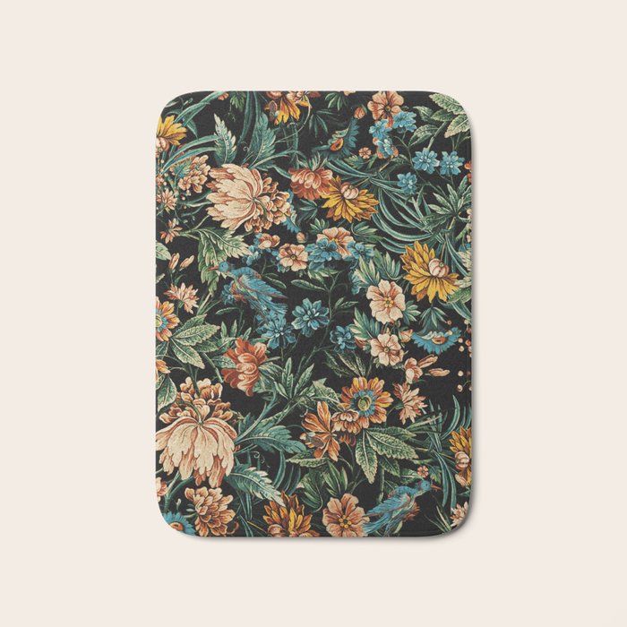 Floral and Birds Pattern Bath Mat Gallery Image 1