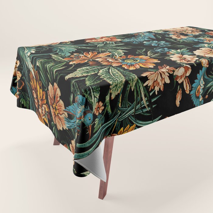 Floral and Birds Pattern Tablecloth Gallery Image 1