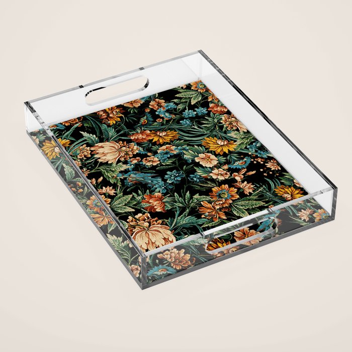 Floral and Birds Pattern Acrylic Tray Gallery Image 1