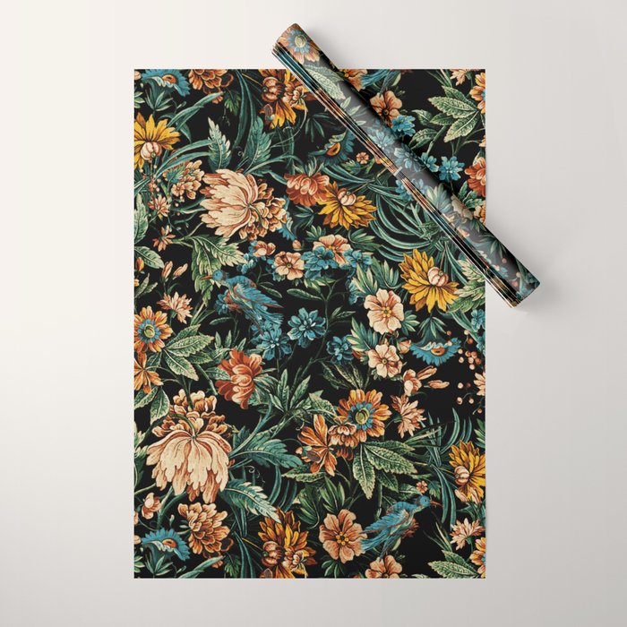 Floral and Birds Pattern Wrapping Paper Gallery Image 1