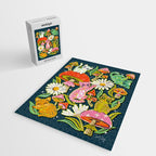 Kittens & Shrooms - Electric on Navy Jigsaw Puzzle Gallery Image 2