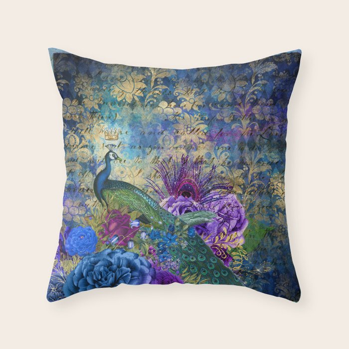 Feather Peacock 20 Throw Pillow Gallery Image 6
