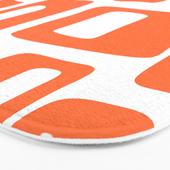 Retro Mid Century Modern Abstract Pattern 336 Orange Bath Mat Gallery Image 3