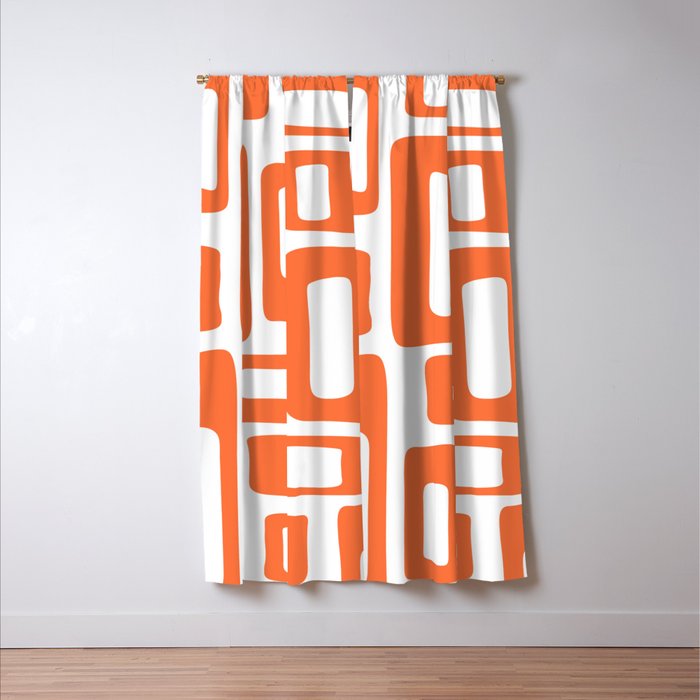 Retro Mid Century Modern Abstract Pattern 336 Orange Window Curtain Gallery Image 3