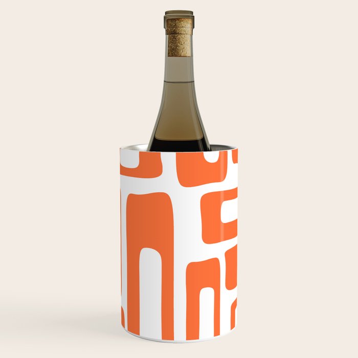 Retro Mid Century Modern Abstract Pattern 336 Orange Wine Chiller Gallery Image 1