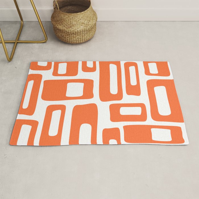 Retro Mid Century Modern Abstract Pattern 336 Orange Rug Gallery Image 1