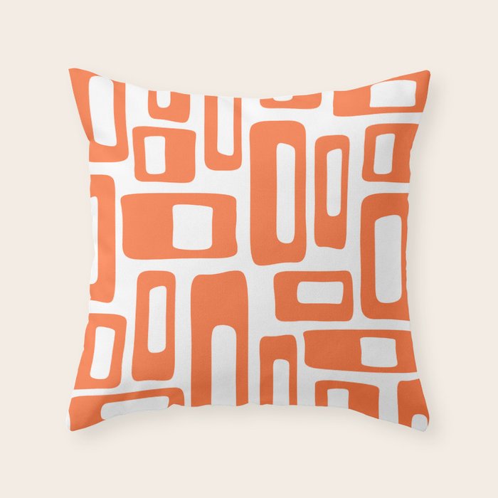 Retro Mid Century Modern Abstract Pattern 336 Orange Throw Pillow Gallery Image 6