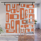 Retro Mid Century Modern Abstract Pattern 336 Orange Wall Mural Gallery Image 1
