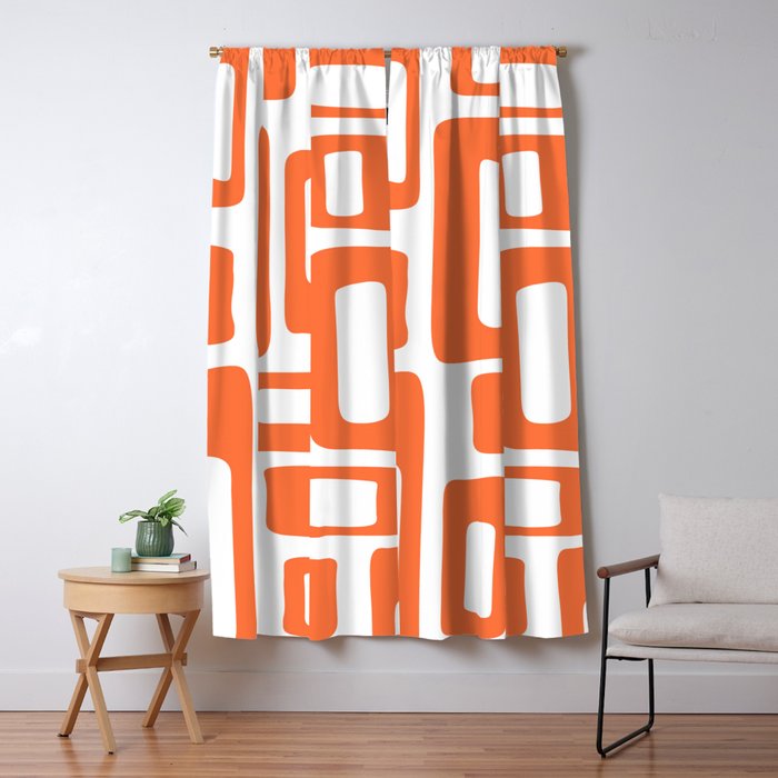 Retro Mid Century Modern Abstract Pattern 336 Orange Window Curtain Gallery Image 1
