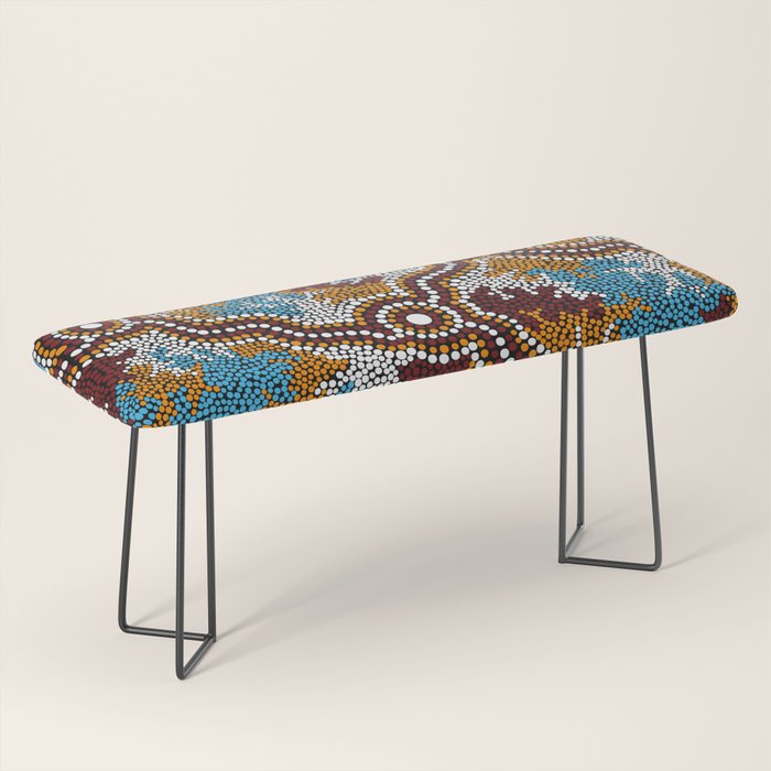 Authentic Aboriginal Art - Wetland Dreaming Bench Gallery Image 1