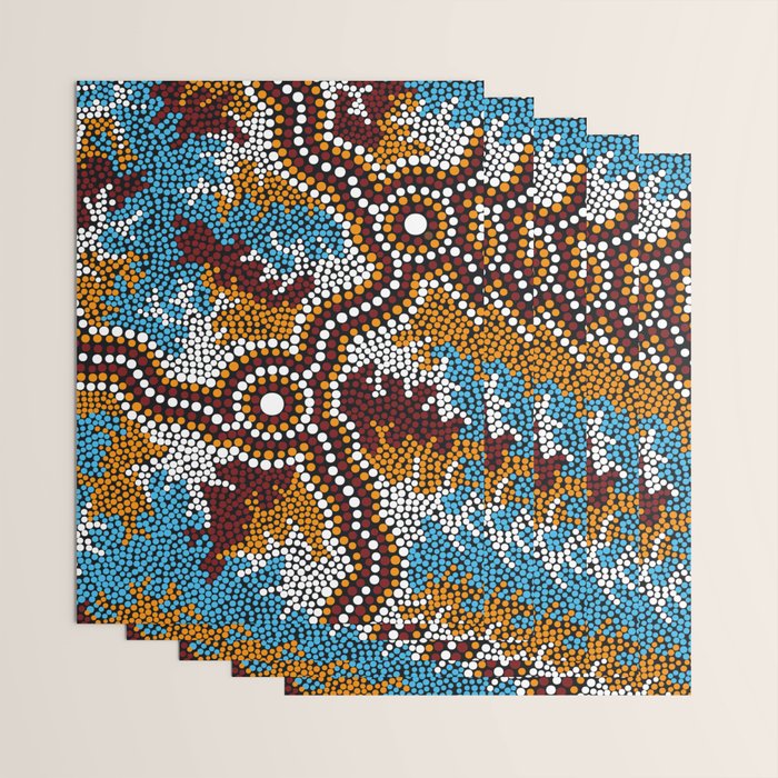 Authentic Aboriginal Art - Wetland Dreaming Wrapping Paper Gallery Image 3