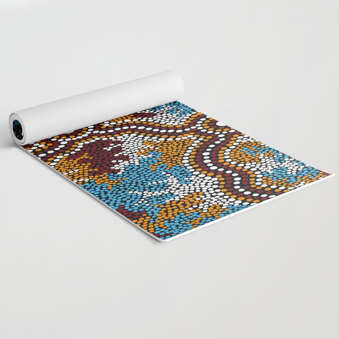 Authentic Aboriginal Art - Wetland Dreaming Yoga Mat Gallery Image 2