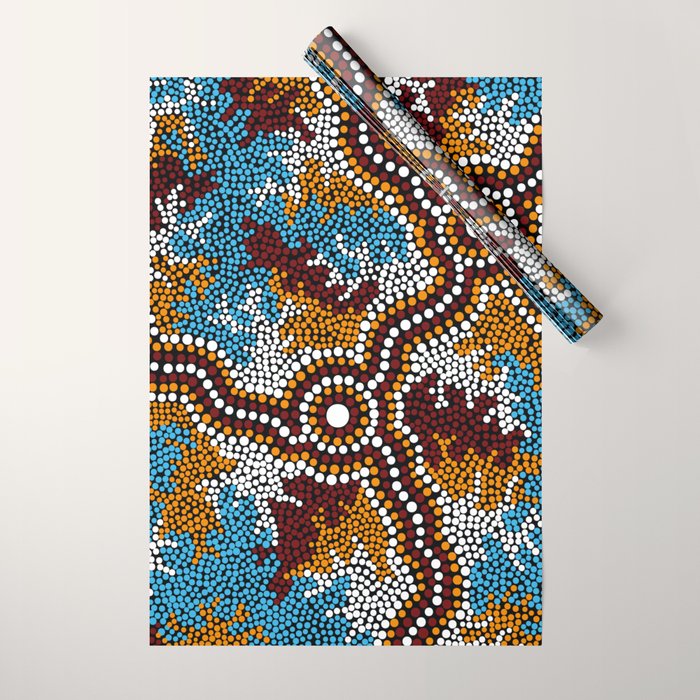 Authentic Aboriginal Art - Wetland Dreaming Wrapping Paper Gallery Image 1
