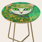 Klimt Cat with Bright Green Eyes Side Table Gallery Image 2