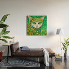 Klimt Cat with Bright Green Eyes Wood Wall Art Gallery Image 2