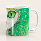 Klimt Cat with Bright Green Eyes Coffee Mug Gallery Image 1