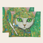 Klimt Cat with Bright Green Eyes Placemat Gallery Image 1