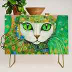 Klimt Cat with Bright Green Eyes Credenza Gallery Image 1