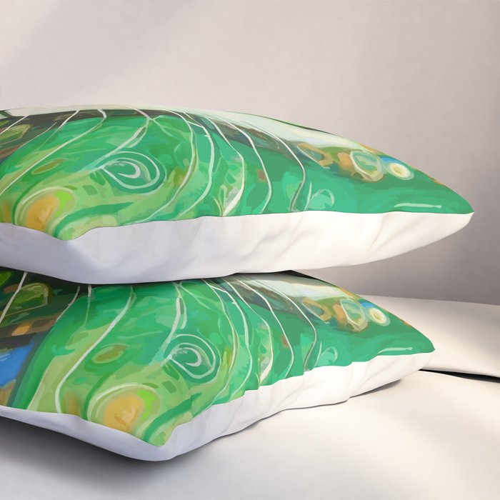 Klimt Cat with Bright Green Eyes Pillow Sham Gallery Image 3