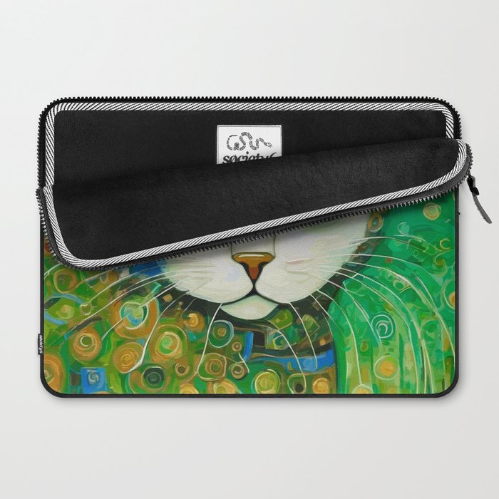 Klimt Cat with Bright Green Eyes Laptop Sleeve Gallery Image 2