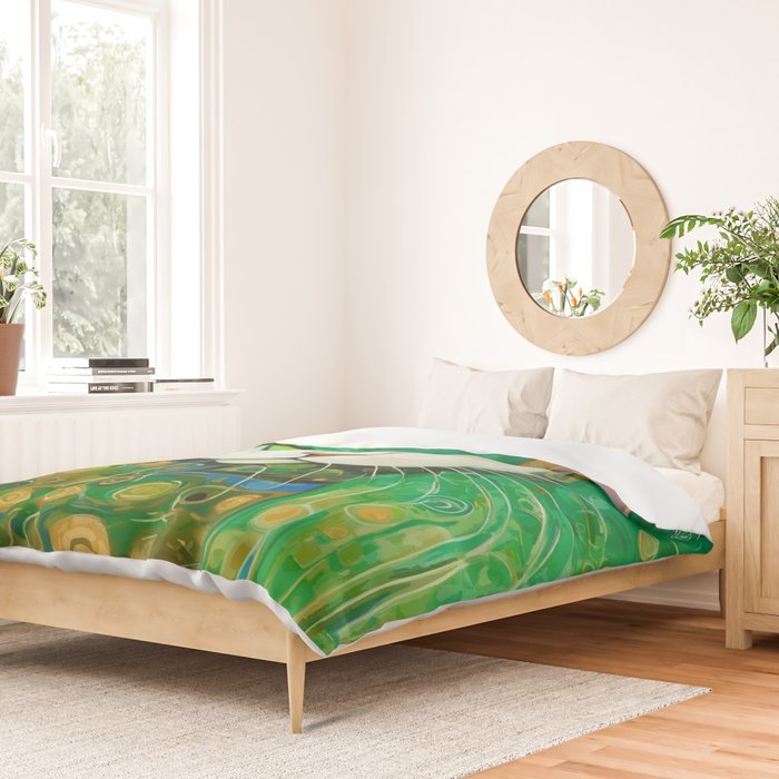 Klimt Cat with Bright Green Eyes Duvet Cover Gallery Image 2