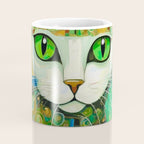 Klimt Cat with Bright Green Eyes Coffee Mug Gallery Image 4