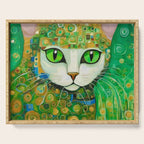 Klimt Cat with Bright Green Eyes Serving Tray Gallery Image 1