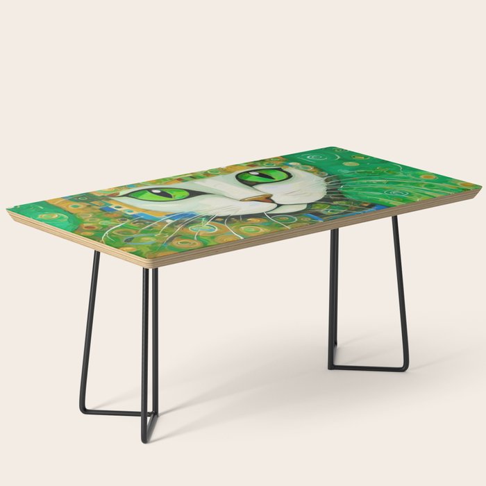 Klimt Cat with Bright Green Eyes Coffee Table Gallery Image 1