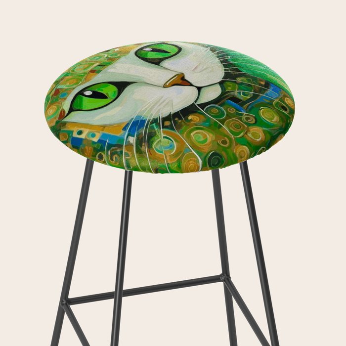 Klimt Cat with Bright Green Eyes Stool Gallery Image 2