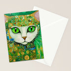 Klimt Cat with Bright Green Eyes Stationery Card Gallery Image 2