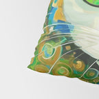 Klimt Cat with Bright Green Eyes Pillow Sham Gallery Image 4