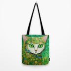 Klimt Cat with Bright Green Eyes Tote Bag Gallery Image 2