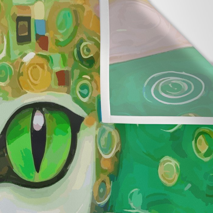Klimt Cat with Bright Green Eyes Wall Tapestry Gallery Image 3