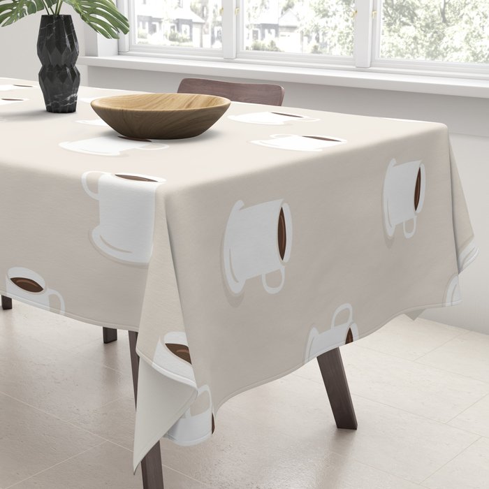 Retro coffee cup cartoon pattern Tablecloth Gallery Image 3