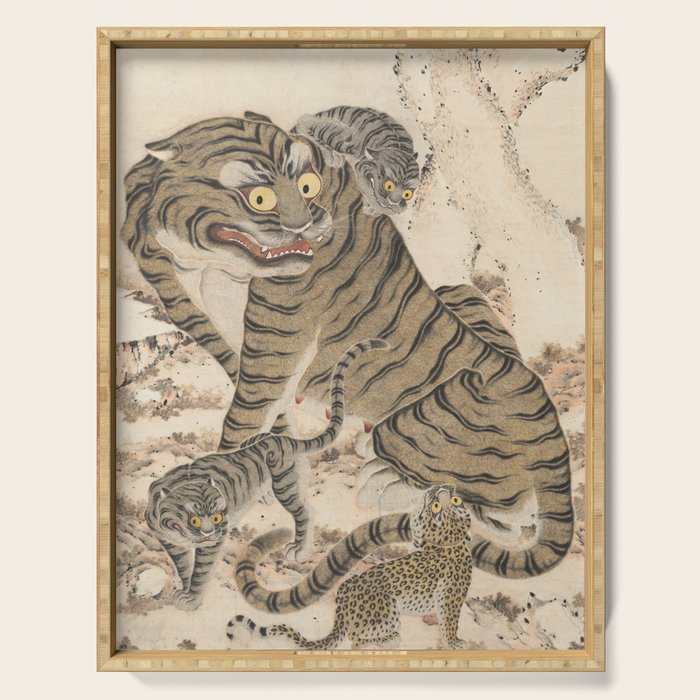 Tiger Family, Korean Art, 1800s Serving Tray Gallery Image 1