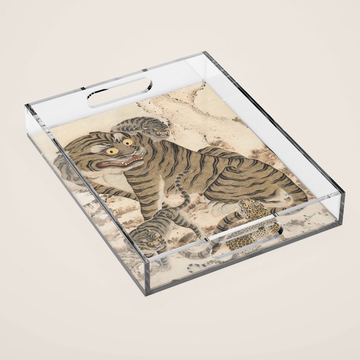 Tiger Family, Korean Art, 1800s Acrylic Tray Gallery Image 1