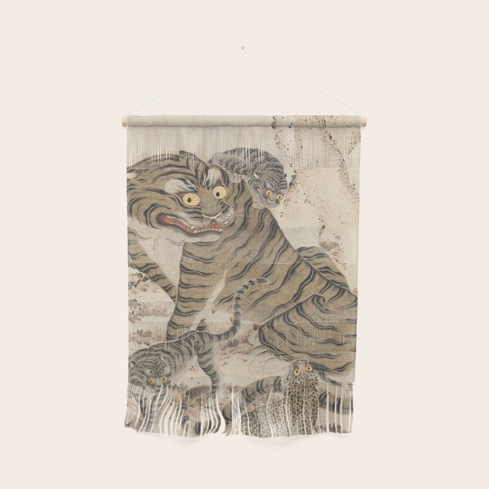 Tiger Family, Korean Art, 1800s Wall Hanging Gallery Image 1