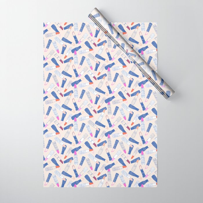 Lipstick Tubes Illustration Wrapping Paper Gallery Image 1