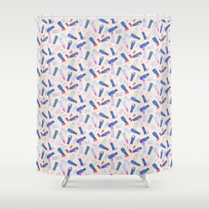 Lipstick Tubes Illustration Shower Curtain Gallery Image 1
