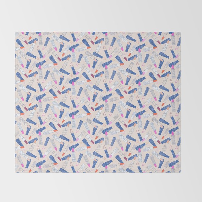 Lipstick Tubes Illustration Throw Blanket Gallery Image 2