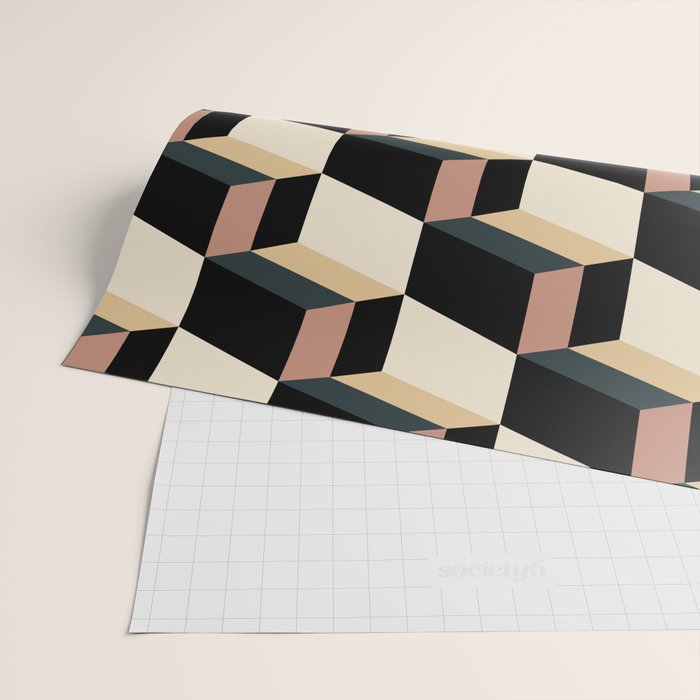 Cuboid Geometric Abstract Shapes Pattern XXXI Wrapping Paper Gallery Image 2