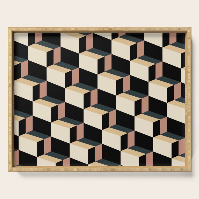 Cuboid Geometric Abstract Shapes Pattern XXXI Serving Tray Gallery Image 1