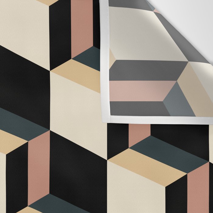 Cuboid Geometric Abstract Shapes Pattern XXXI Wall Tapestry Gallery Image 3