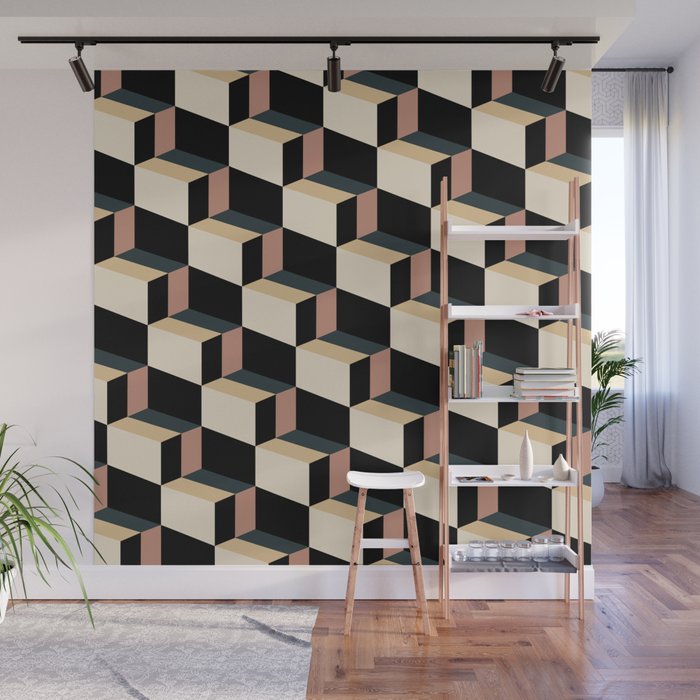 Cuboid Geometric Abstract Shapes Pattern XXXI Wall Mural Gallery Image 1