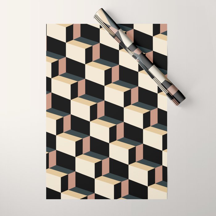 Cuboid Geometric Abstract Shapes Pattern XXXI Wrapping Paper Gallery Image 1