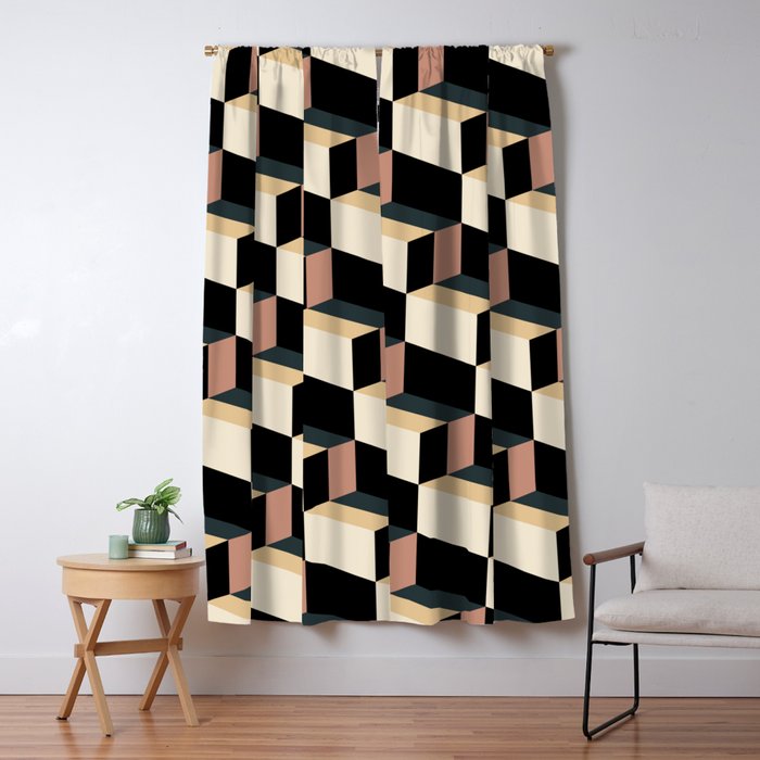 Cuboid Geometric Abstract Shapes Pattern XXXI Window Curtain Gallery Image 1